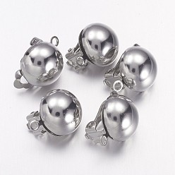 Платина Латунная фурнитура для серег, для не проколотых ушей, платиновый цвет, 20x13 мм, отверстие : 3 мм