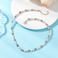 Золотой Женские ожерелья из натурального барочного жемчуга Кеши, полированные с двух сторон, красочный, золотые, 15.75 дюйм (40 см)