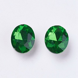 Папоротник Зеленый Имитация австрийского хрусталя горный хрусталь, класс А, задние и задние, овальные, Папоротник зеленый, 6x4x3 мм
