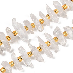 Прозрачный Природных кристаллов кварца бисер нитей, граненые, окрашенные, палочка для наггетсов, с бисером, прозрачные, 11~25x3~9x4~10 мм, отверстие : 1~1.2 мм, около 19~26 шт / нитка, 7.09~7.48'' (18~19 см)