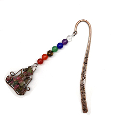 Турмалин Закладки с подвеской в виде человека из природного турмалина и смешанных драгоценных камней, Закладки из сплава на тему чакра-йоги для книголюба, 120 мм