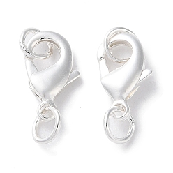 Серебро Стойки обшивки латунь когтя омара застежками, с прыжковых колец, долговечный, без свинца и без кадмия, серебряные, 12x7x3 мм, отверстие : 3 мм