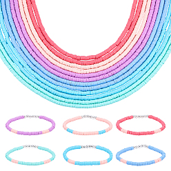 (52) Непрозрачная лаванда 6 цветные плоские круглые бусины ручной работы из полимерной глины, диск хейши бусины для гавайских серег браслет ожерелья ювелирных изделий, разноцветные, 4x1 мм, отверстие : 1 мм