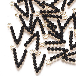 Letter V Acrylic Pendants, with Alloy Findings, Letter, Light Gold, Black, Letter.V, 18x14x4mm, Hole: 1.6mm