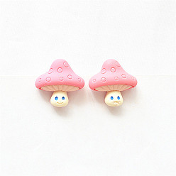 Гриб Серьги-гвоздики из смолы и сплава, розовые, гриб, 20x20 мм
