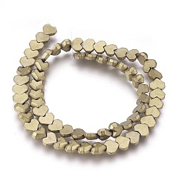 Antique Bronze Plated Electroplated Non-magnetic Synthetic Hematite Beads Strands, Frosted, Heart, Antique Bronze Plated, 8x7x3mm, Hole: 0.8mm, about 65pcs/strand, 15.94 inch(40.5cm)