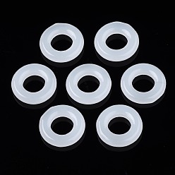 White Imitation Jade Glass Linking Rings, Ring, White, 16x4mm, Hole: 8mm