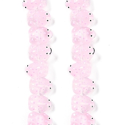 Бледно-Розовый Нити прозрачных бусин из стеклянной эмали, бусины ручной работы, лягушка, розовый жемчуг, 15x11x6.5 мм, отверстие : 1 мм, около 29~31 шт / нитка, 12.40~13.19'' (31.5~33.5 см)