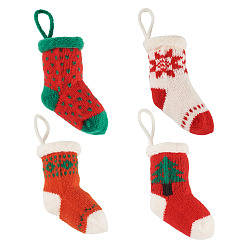 (52) Непрозрачная лаванда 4шт. 4 стили рождественские полиэстеровые носки подвесные украшения, для подвесных украшений на елку, разноцветные, 125~130x90~95x15 мм, 1 шт / стиль