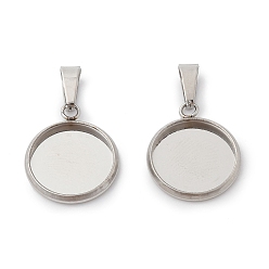 Нержавеющая Сталь Цвет 304 Настройки кабошон из нержавеющей стали кулон, плоско-круглые, цвет нержавеющей стали, лоток : 12 мм, 22x13.5x3.5 мм, отверстие : 2.5x6 мм
