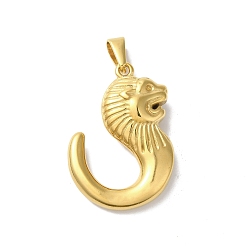 Лев Вакуумное покрытие pvd 304 подвески из нержавеющей стали, золотые, лев, 39x28x9.5 мм, отверстие : 7x5 мм