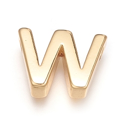 Letter W Brass Charms, Long-Lasting Plated, Letter, Letter.W, W: 8.5x11.5x3mm, Hole: 1.5mm