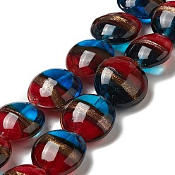 (123L) Белый крем непрозрачный блеск Ручной золотой песок бусины бисер нитей, плоско-круглые, огнеупорный кирпич, 21x11 мм, отверстие : 1.2 мм, около 18 шт / нитка, 13.98 дюйм (35.5 см)