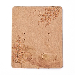 Цвет Древесины Бумажные карты дисплей ювелирных изделий, для подвешивания серьги, прямоугольник с деревом, деревесиные, 50x40x0.3 мм, отверстие : 5.3 мм