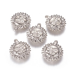 Platinum CCB Plastic Sun Pendants, Platinum, 32x28x8mm, Hole: 2mm
