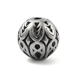 Античное Серебро 316 бусины из хирургической нержавеющей стали, круглые, античное серебро, 10 мм, отверстие : 1.6 мм