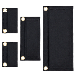Noir 4pcs insert de rangement de sac à main rectangulaire en feutre, mini enveloppe sac à main shaper feutre premium, accessoires de sac, rectangle, avec les accessoires en alliage, or, noir, 93~245x55~110x3.5~8.5mm, Trou: 9.5~10mm