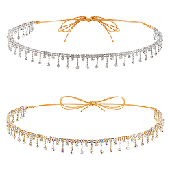 Платиновый & Золотой 2шт. железная цепочка для шляпы со стразами, с корейскими вощеный шнур полиэстера, платиной и золотом, 1160 мм