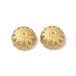 Золотой 304 из нержавеющей стали шарик крышки, цветок, золотые, 12x5.5 мм, отверстие : 1.2 мм