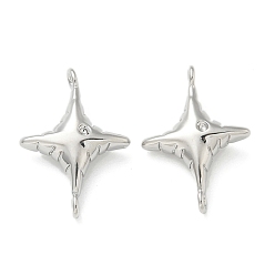 Платина Подвески из латуни, без кадмия, без никеля и без свинца, звезда, платина, 17.5x12.5x4 мм, отверстие : 1.2 мм