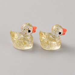 Золотистый Миниатюрные уточки из смоляных блесток для украшения дома, микроландшафтные орнаменты, золотые, 16x11.5x16 мм