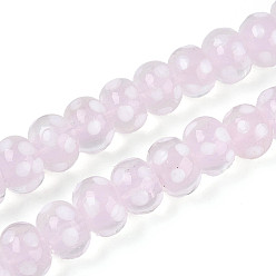 Сливовый Бусины лэмпворк , рондель с горошком, слива, 12~13.5x8.5~10 мм, отверстие : 1.5~1.6 мм