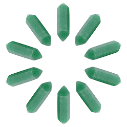 Зеленый Авантюрин 10шт. ограненные натуральные зеленые лечебные камни авантюрин, палочка для медитативной терапии, уравновешивающая энергию рейки, точки с двойным завершением, для проволоки, свернутой подвесками решений, нет отверстий / незавершенного, 30x9x9 мм
