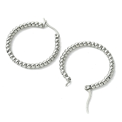 Stainless Steel Color 304 Stainless Steel Hoop Earrings for Women, Ring, Stainless Steel Color, 31x30x3mm