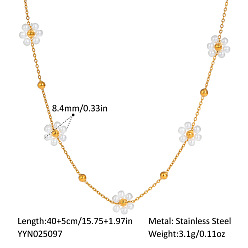 Золотой Ожерелья из плетеной цветочной цепочки из нержавеющей стали для женщин, золотые, 15.75 дюйм (40 см)