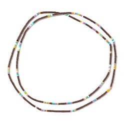Coconut Brown Ethnic Style Seed Beaded Double Layers Wrap Style Bracelet, Boho Bracelet, Coconut Brown, 26 inch(66cm)