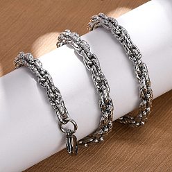 Нержавеющая Сталь Цвет 6.5мм 304 ожерелья из текстурированной веревочной цепи из нержавеющей стали, не тускнеет, цвет нержавеющей стали, 17.72 дюйм (45 см)