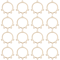 Настоящее золото 18K 16шт латунные звенья компонентов люстры, кольцо, реальный 18 k позолоченный, 25.5x23.5~24x1 мм, отверстие : 1.2 мм