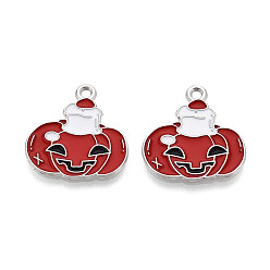 Тыква Подвески из сплава и эмали на тему Хэллоуина, без кадмия и без свинца, платина, тыква, 21.5x20x1 мм, отверстие : 1.6~1.8 мм