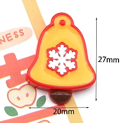 Christmas Bell Рождественская серия из непрозрачной смолы декодирует кабошоны, Рождественский колокольчик, 27x20 мм