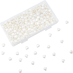 (7BDF) Прозрачный морозный бирюзовый 400 шт. бусины из искусственного жемчуга из АБС-пластика, сердце, призрачный белый, 9.5x10.5x5 мм, отверстие : 1.8 мм