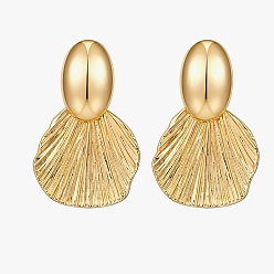 Золотой Латунные качают серьги, лист, золотые, 45x22 мм