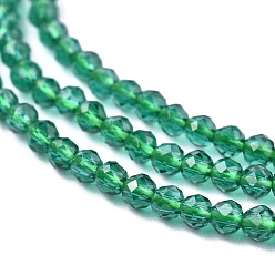 Sea Green Glass Beads Strands, Imitation Quartz, Faceted, Round, Sea Green, 2mm, Hole: 0.5mm,  about 175pcs/strand, 14.9 inch(38cm)