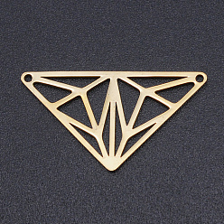 Золотой 201 соединительные звенья нержавеющие, лазерная резка, треугольные, золотые, 15.5x28x1 мм, отверстие : 1.2 мм