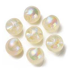 Beige UV Plating Rainbow Iridescent Acrylic Beads, with Glitter Powder, Round, Beige, 18.5mm, Hole: 4mm