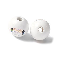 Human Тема дня матери печатные деревянные европейские бусины, бусины с большим отверстием, круглые, С днем матери, человек, 16.5x14.5 мм, отверстие : 4 мм