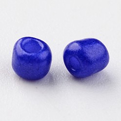 Blue Baking Paint Glass Seed Beads, Blue, 6/0, 4~5x3~4mm, Hole: 1~2mm, about 4500pcs/bag