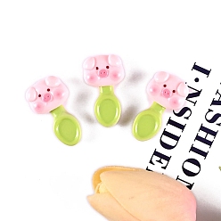 Лайм Имитационная модель ложки из свиной смолы, украшение куклы, аксессуары для ролевых игр, желто-зеленые, 33x18 мм, 10 шт / комплект