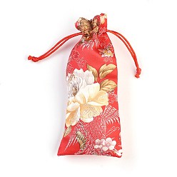 Red Silk Pouches, Drawstring Bag, Red, 19x7.5~8cm