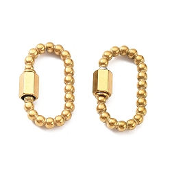 Настоящее золото 18K 304 карабин с замком из нержавеющей стали, ионное покрытие (ip), овальные, реальный 18 k позолоченный, 27x14.5x3.5 мм