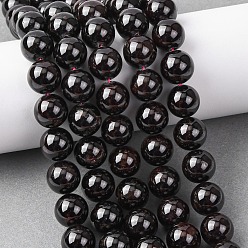Гранат Гранат природный бисер нитей, круглые, 12~12.5 мм, отверстие : 1 мм, около 33 шт / нитка, 15.75'' (40 см)