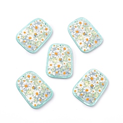 Pale Turquoise Acrylic Pendants, with Flower, Trapezoid, Pale Turquoise, 39.5x29x2.5mm, Hole: 1.6mm