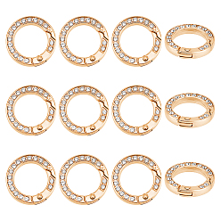 Light Gold 12кольцо пружинного затвора из сплава шт. со стразами, Кольца, золотой свет, 25x4.5 мм, Внутренний диаметр: 16.5 мм.