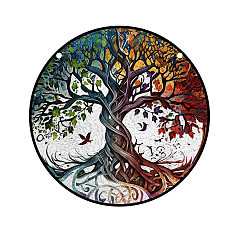 Разноцветный Акриловые подвесные украшения, подвесные украшения для дома, плоско-круглые, дерево, красочный, 150 мм