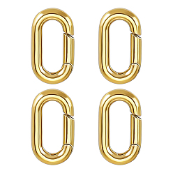 Chapado en Oro Real 18K 4 piezas 304 anillos de resorte de acero inoxidable, oval, revestimiento de iones (ip), real 18 k chapado en oro, 18x10x3 mm