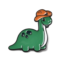 Зеленый Динозавр в шляпе с эмалированными булавками, Черные металлические застежки для значков на лацкан для рюкзака или одежды, зелёные, 30x29 мм